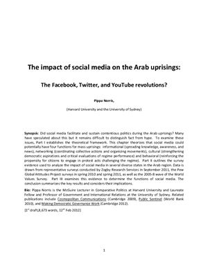 The impact of social media on the Arab uprisings: The Facebook, Twitter, and YouTube revolutions?