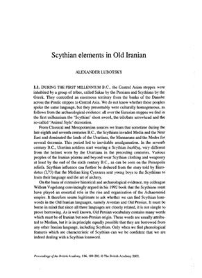 Scythian Elements In Old Iranian