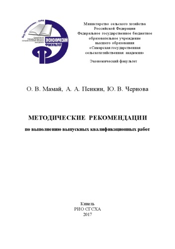 Методические рекомендации по выполнению выпускных квалификационных работ