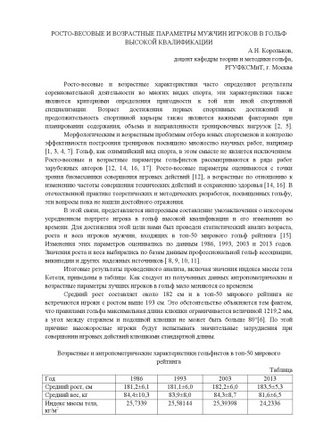 Априорная информативность игровых действий в гольфе : Статья