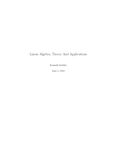 Linear algebra, theory and applications