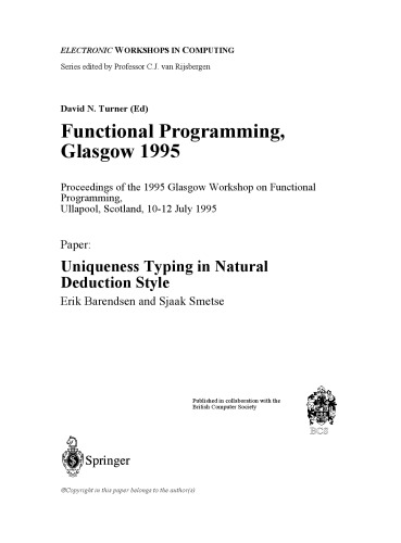Functional Programming, Glasgow 1995: Proceedings of the 1995 Glasgow Workshop on Functional Programming, Ullapool, Scotland, 10-12 July 1995