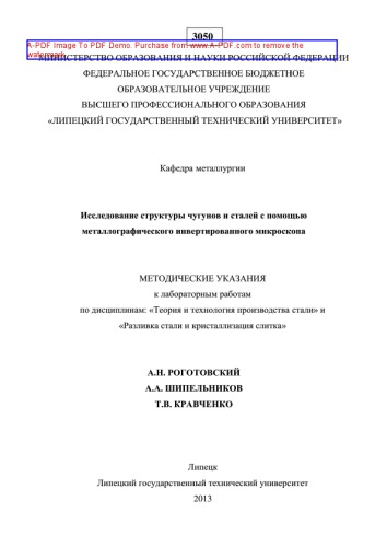 Исследование структуры чугунов и сталей с помощью металлографического инвертированного микроскопа