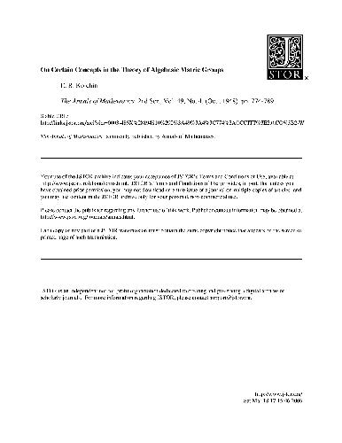 On Certain Concepts in the Theory of Algebraic Matric Groups