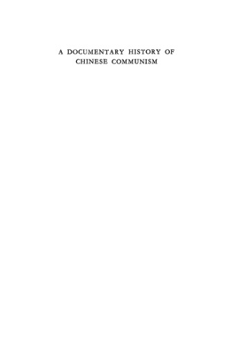 A Documentary History of Chinese Communism
