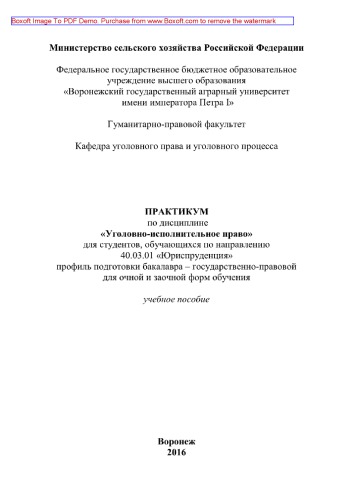 Практикум по дисциплине «Уголовно-исполнительное право»