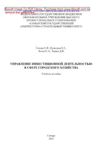 Управление инвестиционной деятельностью в сфере городского хозяйства. Учебное пособие