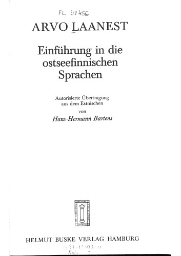 Einfuhrung in die ostseefinnischen Sprachen