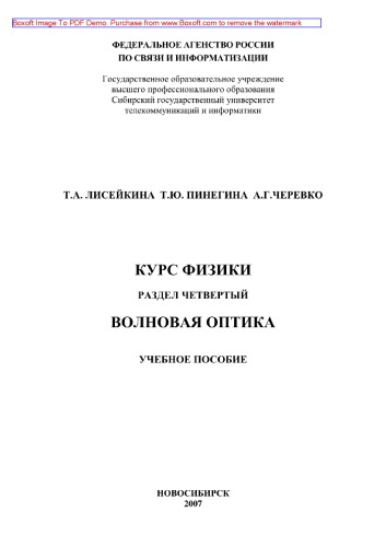 Курс физики. Раздел четвертый. Волновая оптика. Учебное пособие