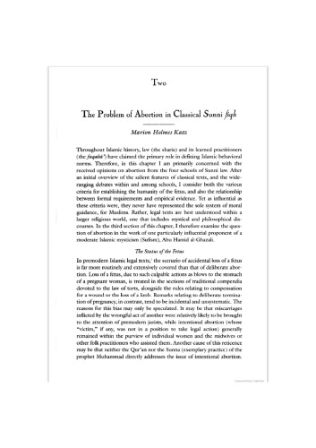 The Problem of Abortion in Classical Sunni Fiqh