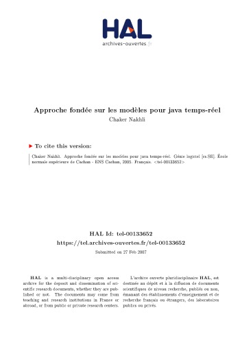 Approche fondée sur les modèles pour java temps-réel