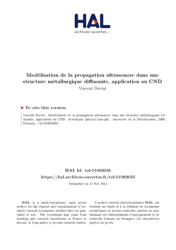 Modélisation de la propagation ultrasonore dans une structure métallurgique diffusante, application au CND