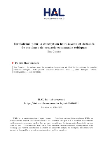 Formalisme pour la conception haut-niveau et détaillée de systèmes de contrôle-commande critiques