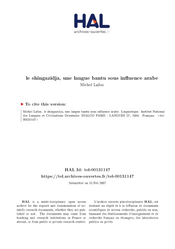 le shingazidja, une langue bantu sous influence arabe