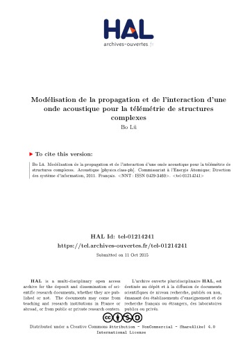 Modélisation de la propagation et de l’interaction d’une onde acoustique pour la télémétrie de structures complexes