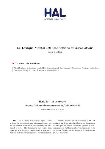 Le Lexique Mental L2: Connexions et Associations