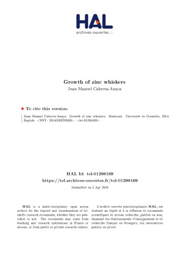 Croissance des whiskers de zinc