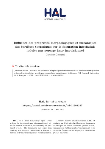 Influence des propriétés morphologiques et mécaniques des barrières thermiques sur la fissuration interfaciale induite par perçage laser impulsionnel
