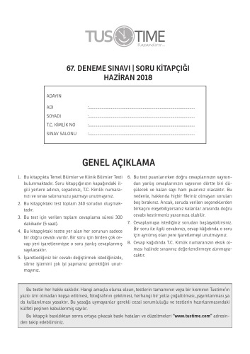 Tustime 67. Deneme Sınavı Soru Kitapçığı