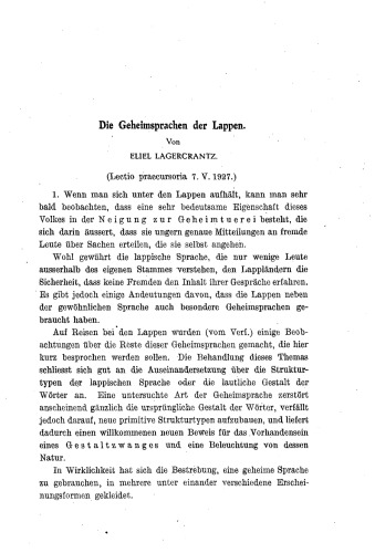 Die Geheimsprachen der Lappen