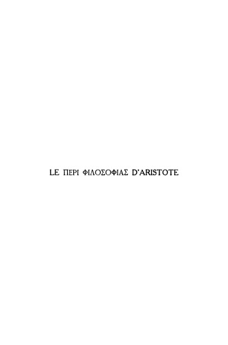 Le περὶ φιλοσοφίας d'Aristote et la théorie platonicienne des idées nombres