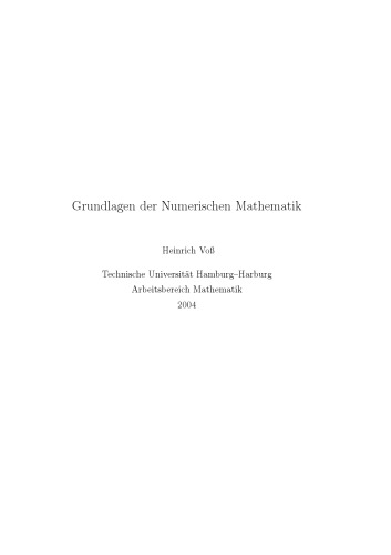 Grundlagen der Numerischen Mathematik