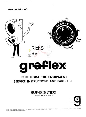 Graflex Graphex Shutter Service Manual