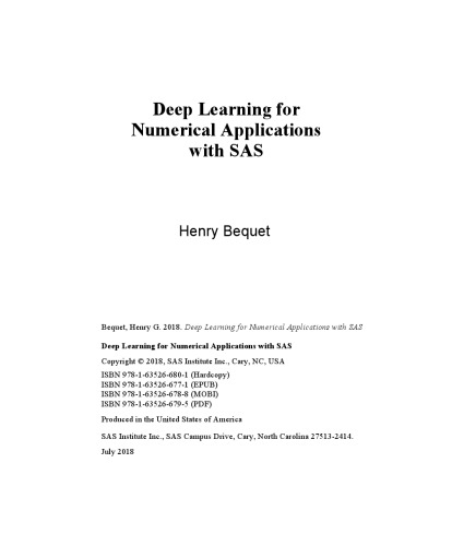 Deep Learning for Numerical Applications with SAS