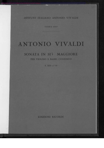 Sonata in si bem. maggiore. T. 432