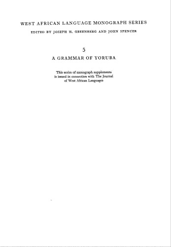 A Grammar of Yoruba