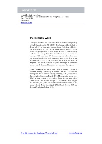 The Hellenistic World: Using Coins as Sources