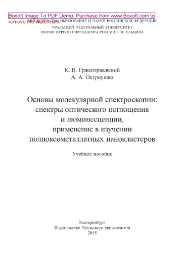 Основы молекулярной спектроскопии. Спектры оптического поглощения и люминесценции, применение в изучении полиоксометаллатных нанокластеров. Учебное пособие
