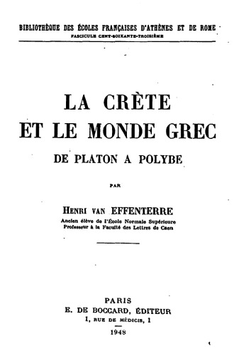 La Crète et le monde grec de Platon à Polybe