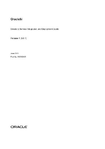 Oracle9i Directory Service Integration and Deployment Guide (Part No. A90153-01) (Release 9.0.1)