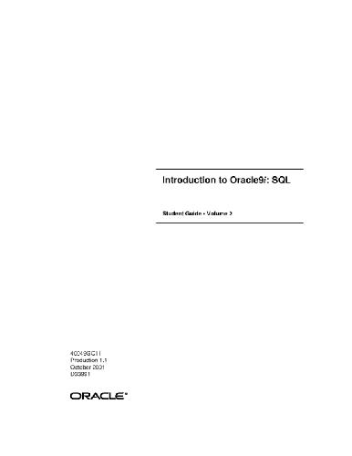 Introduction to Oracle9i - SQL - Student Guide Vol 2
