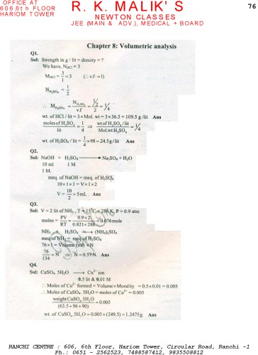 Solution of Modern Approach to Chemical Calculations RC Mukerjee not Mukherjee or Mukherji Chapter 7. R. C. MUKHEERJEE