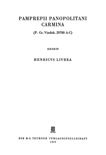 Pamprepii Panopolitani carmina (P. Gr. Vindob. 29788 A–C)