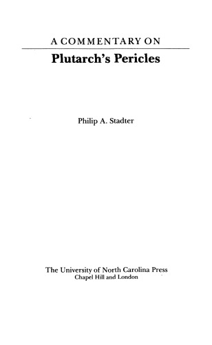 A Commentary on Plutarch’s Pericles