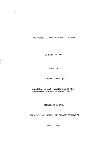 The medieval Latin planctus as a genre