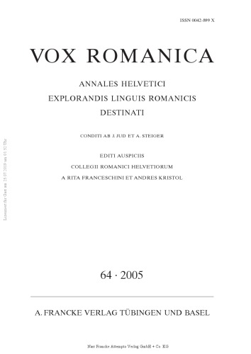 Vox Romanica : annales Helvetici explorandis linguis Romanicis destinati