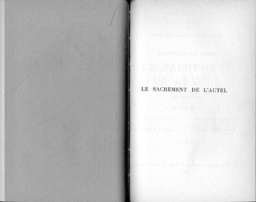 Le Sacrement de l’autel, tome II