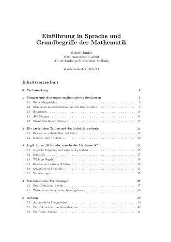 Einführung in Sprache und Grundbegriffe der Mathematik