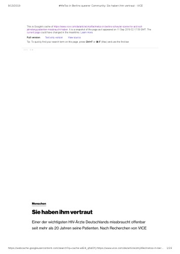 Sie haben ihm vertraut - Sexueller Missbrauch durch Berliner HIV-Arzt Heiko Jesse - Teil 1