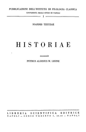 Ioannis Tzetzae Historiae