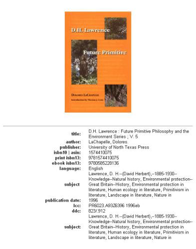 D. H. Lawrence: Future Primitive