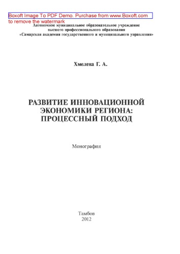 Развитие инновационной экономики региона : процессный подход: монография