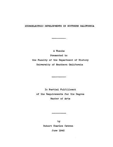 Hydroelectric developments in Southern California