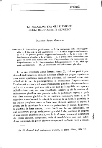 Le relazioni tra gli elementi degli ordinamenti giuridici