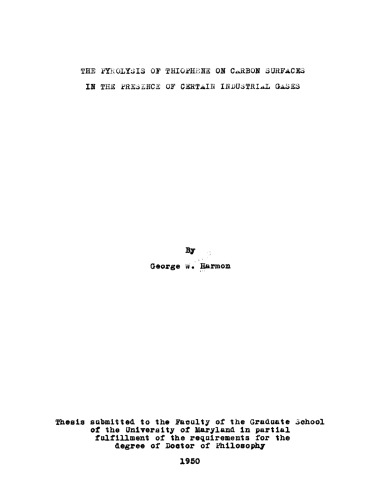 The pyrolysis of thiophene on carbon surfaces in the presence of certain industrial gases