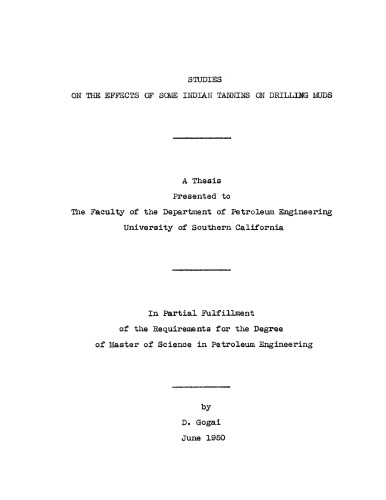 Studies on the effects of some Indian tannins on drilling muds